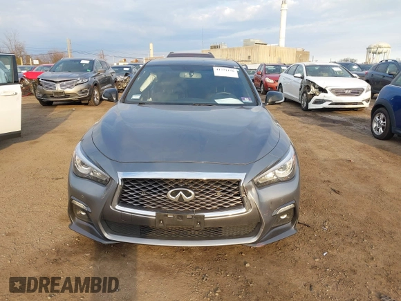 2019 Infiniti Q50 Red Sport 400 with VIN JN1FV7AP3KM760678, listed as a IAAI auction lot 41771176 with 31,562 mi miles and . Bid and sale history available at DreamBid. Image 12.