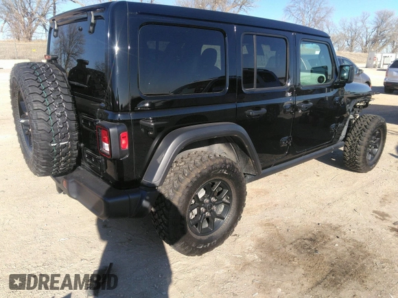 2024 Jeep Wrangler Sport S with VIN 1C4PJXDG3RW266909, listed as a IAAI auction lot 41242792 with 6,132 mi miles and . Bid and sale history available at DreamBid. Image 4.