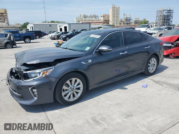 2018 Kia Optima S with VIN 5XXGT4L35JG205526, listed as a Copart auction lot 53288405 with 59,813 mi miles and Salvage Title. Bid and sale history available at carsss.com. Image 1.