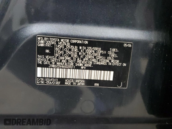 2006 Toyota RAV4 Sport with VIN JTMBD32V465039211, listed as a Copart auction lot 64621505 with 146,651 mi miles and Clean title. Bid and sale history available at DreamBid. Image 12.