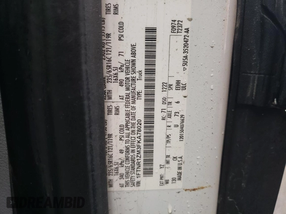 2015 Ford Transit Cargo with VIN 1FTNR1ZM3FKA78020, listed as a Copart auction lot 60593425 with 70,975 mi miles and Clean title. Bid and sale history available at DreamBid. Image 13.