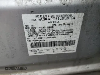 2012 Mazda 6 i Touring with VIN 1YVHZ8DH4C5M09904, listed as a Copart auction lot 51524245 with Not Provided miles and Salvage Title. Bid and sale history available at DreamBid. Image 13.