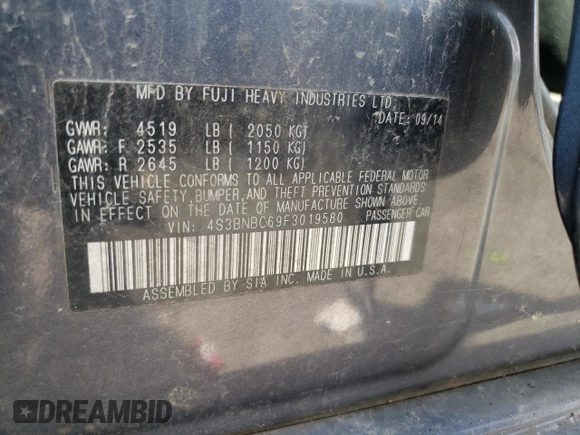 2015 Subaru Legacy Premium with VIN 4S3BNBC69F3019580, listed as a Copart auction lot 66372825 with 153,505 mi miles and Clean title. Bid and sale history available at DreamBid. Image 12.