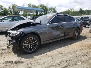 2020 BMW 3 Series 330i xDrive with VIN WBA5R7C08LFJ10597, listed as a Copart auction lot 54478443 with 0 mi miles and Salvage Title. Bid and sale history available at carsss.com. Image 1.