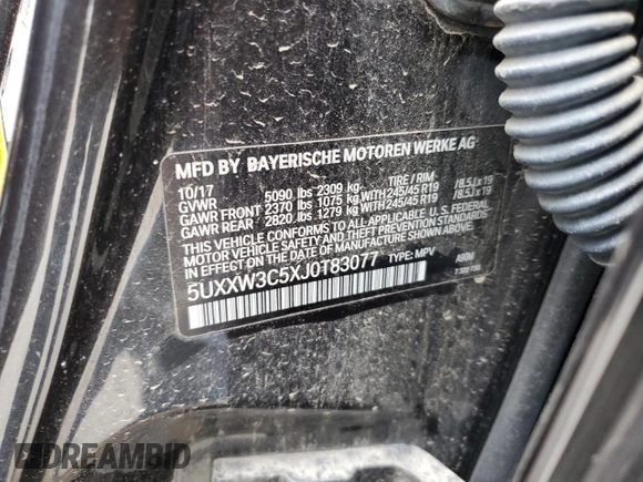 2018 BMW X4 xDrive28i z VIN 5UXXW3C5XJ0T83077, wystawiony jako Copart lot #58423765 z przebiegiem 109 972 mil mil oraz Czysty tytuł • Clean title. Historia ofert i sprzedaży dostępna na DreamBid. Obrazek 13.