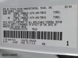 2024 Toyota Tundra 4WD SR with VIN 5TFKB5DA4RX181272, listed as a Copart auction lot 88463115 with 10,783 mi miles and Salvage Title. Bid and sale history available at carsss.com. Image 12.