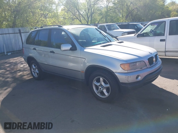 2002 BMW X5 3.0i with VIN 5UXFA53552LP28490, listed as a IAAI auction lot 42120379 with 137,272 mi miles. Bid and sale history available at carsss.com. Image 1.