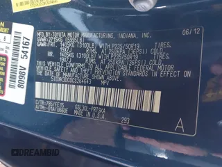 2012 Toyota Sienna SE with VIN 5TDXK3DC0CS264643, listed as a IAAI auction lot 42004082 with 118,675 mi miles. Bid and sale history available at carsss.com. Image 9.