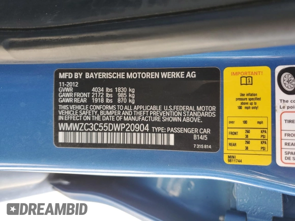 2013 MINI Countryman S with VIN WMWZC3C55DWP20904, listed as a Copart auction lot 57144355 with 136,621 mi miles and Clean title. Bid and sale history available at DreamBid. Image 12.