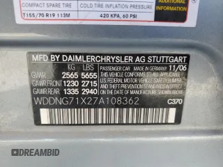 2007 Mercedes-Benz S 550 z VIN WDDNG71X27A108362, wystawiony jako Copart lot #58096325 z przebiegiem 224 874 mil mil oraz Szkoda całkowita • Salvage title. Historia ofert i sprzedaży dostępna na DreamBid. Obrazek 12.