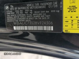 2008 BMW 1 Series 135i with VIN WBAUC73528VF24306, listed as a Copart auction lot 70199854 with 195,564 mi miles and Salvage Title. Bid and sale history available at carsss.com. Image 12.