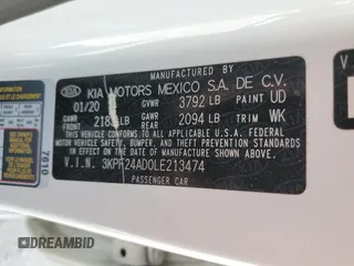2020 Kia Forte LXS with VIN 3KPF24AD0LE213474, listed as a Copart auction lot 46824935 with 34,958 mi miles and Salvage Title. Bid and sale history available at carsss.com. Image 12.
