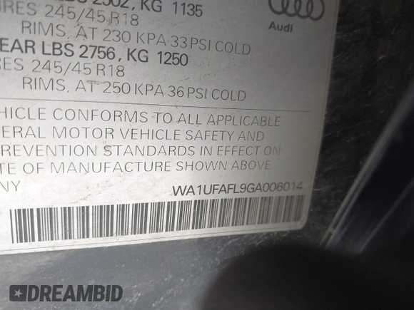2016 Audi allroad A4 Premium Plus z VIN WA1UFAFL9GA006014, wystawiony jako IAAI lot #41681965 z przebiegiem 93 506 mil mil oraz . Historia ofert i sprzedaży dostępna na DreamBid. Obrazek 9.