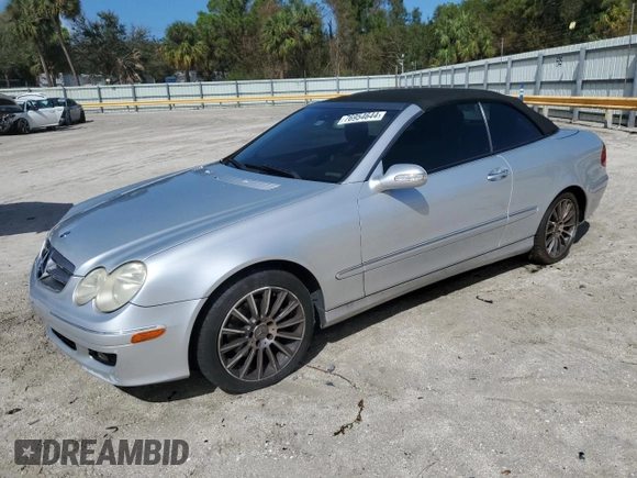 2007 Mercedes-Benz CLK 350 with VIN WDBTK56F27F208807, listed as a Copart auction lot 76954644 with 95,775 mi miles and Salvage Title. Bid and sale history available at DreamBid. Image 1.
