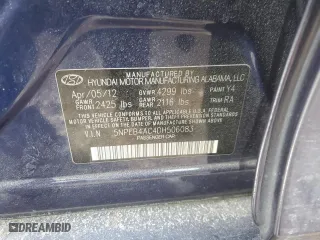 2013 Hyundai Sonata GLS with VIN 5NPEB4AC4DH506083, listed as a Copart auction lot 45553325 with 123,723 mi miles and Salvage Title. Bid and sale history available at carsss.com. Image 12.