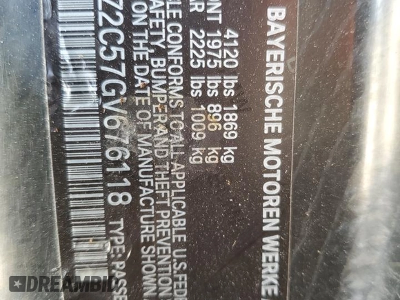 2016 BMW i8 z VIN WBY2Z2C57GV676118, wystawiony jako Copart lot #55245535 z przebiegiem 53 627 mil mil oraz Szkoda całkowita • Salvage title. Historia ofert i sprzedaży dostępna na DreamBid. Obrazek 13.