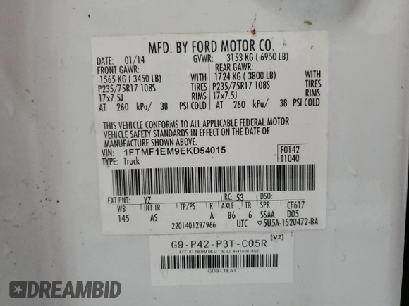 2014 Ford F-150 XL z VIN 1FTMF1EM9EKD54015, wystawiony jako Copart lot #55677975 z przebiegiem 131 815 mil mil oraz Czysty tytuł • Clean title. Historia ofert i sprzedaży dostępna na DreamBid. Obrazek 12.