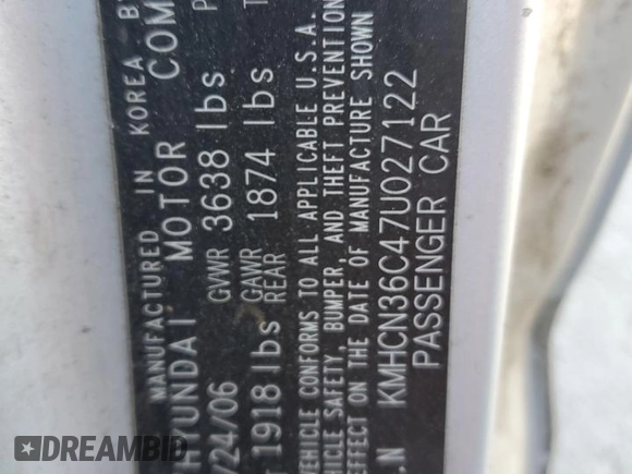 2007 Hyundai Accent SE z VIN KMHCN36C47U027122, wystawiony jako Copart lot #52224605 z przebiegiem 169 022 mil mil oraz Szkoda całkowita • Salvage title. Historia ofert i sprzedaży dostępna na DreamBid. Obrazek 12.