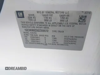 2016 Chevrolet Silverado 1500 Work Truck with VIN 1GCVKNEC5GZ358572, listed as a IAAI auction lot 41047270 with 159,208 mi miles and . Bid and sale history available at DreamBid. Image 9.