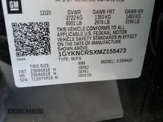 2021 Cadillac XT5 FWD Premium Luxury с VIN 1GYKNCRSXMZ155473, выставлен на аукционе Copart как лот 59883874 с пробегом 2 038 миль миль и Списание • Salvage title. История ставок и продаж доступна на DreamBid. Изображение 13.