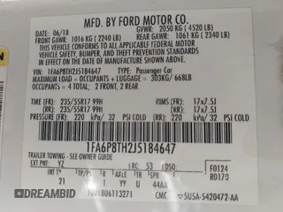 2018 Ford Mustang EcoBoost with VIN 1FA6P8TH2J5184647, listed as a IAAI auction lot 42293124 with Not provided miles and . Bid and sale history available at DreamBid. Image 9.