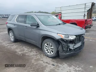 2019 Chevrolet Traverse LS z VIN 1GNERFKW9KJ199229, wystawiony jako IAAI lot #42079897 z przebiegiem 106 825 mil mil oraz . Historia ofert i sprzedaży dostępna na DreamBid. Obrazek 1.