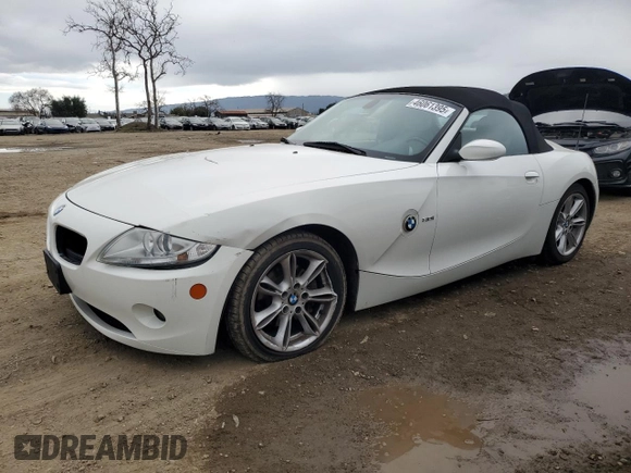 2005 BMW Z4 3.0i with VIN 4USBT53505LU10933, listed as a Copart auction lot 46061395 with 86,328 mi miles and Salvage title. Bid and sale history available at DreamBid. Image 1.
