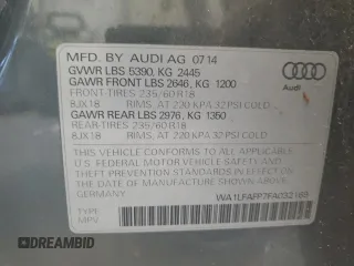 2015 Audi Q5 Premium Plus with VIN WA1LFAFP7FA032169, listed as a Copart auction lot 66297953 with 102,290 mi miles and Non Repairable. Bid and sale history available at carsss.com. Image 13.