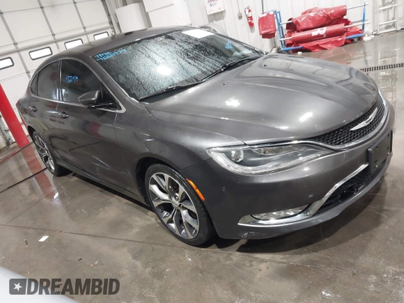 2015 Chrysler 200 C with VIN 1C3CCCCG1FN551259, listed as a IAAI auction lot 41221979 with 98,055 mi miles and . Bid and sale history available at carsss.com. Image 1.