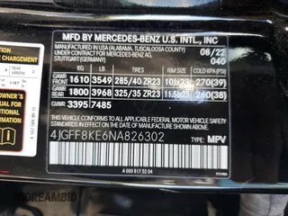 2022 Mercedes-Benz GLS 63 AMG with VIN 4JGFF8KE6NA826302, listed as a Copart auction lot 75299524 with 31,346 mi miles and Salvage Title. Bid and sale history available at DreamBid. Image 13.