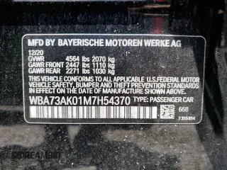 2021 BMW 2 Series 228i xDrive with VIN WBA73AK01M7H54370, listed as a Copart auction lot 61303235 with 72,804 mi miles and Salvage title. Bid and sale history available at DreamBid. Image 13.
