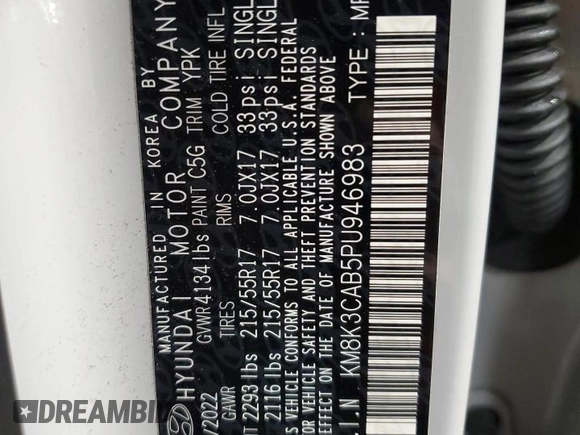 2023 Hyundai Kona SEL with VIN KM8K3CAB5PU946983, listed as a Copart auction lot 52311165 with 27,141 mi miles and Salvage Title. Bid and sale history available at DreamBid. Image 13.