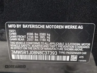2022 BMW 3 Series 330i with VIN 3MW5R1J08N8C37393, listed as a IAAI auction lot 41712629 with 37,423 mi miles and . Bid and sale history available at DreamBid. Image 9.