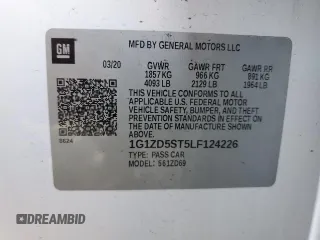 2020 Chevrolet Malibu LT with VIN 1G1ZD5ST5LF124226, listed as a Copart auction lot 53532545 with 104,761 mi miles and Salvage Title. Bid and sale history available at DreamBid. Image 12.
