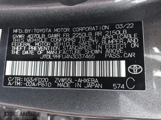 2022 Toyota Prius LE with VIN JTDL9MFU4N3037465, listed as a IAAI auction lot 41354802 with 45,674 mi miles. Bid and sale history available at carsss.com. Image 9.