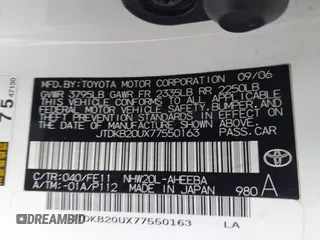 2007 Toyota Prius z VIN JTDKB20UX77550163, wystawiony jako IAAI lot #42379609 z przebiegiem 136 507 mil mil oraz . Historia ofert i sprzedaży dostępna na DreamBid. Obrazek 9.