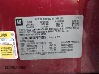 2015 GMC Acadia SLE with VIN 1GKKRNED5FJ179585, listed as a IAAI auction lot 41925052 with 202,111 mi miles and . Bid and sale history available at DreamBid. Image 9.
