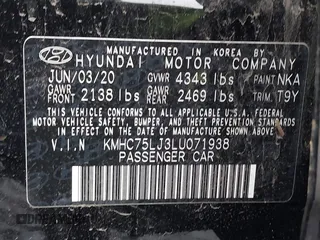2020 Hyundai Ioniq SE with VIN KMHC75LJ3LU071938, listed as a IAAI auction lot 41785298 with 47,165 mi miles and . Bid and sale history available at DreamBid. Image 9.
