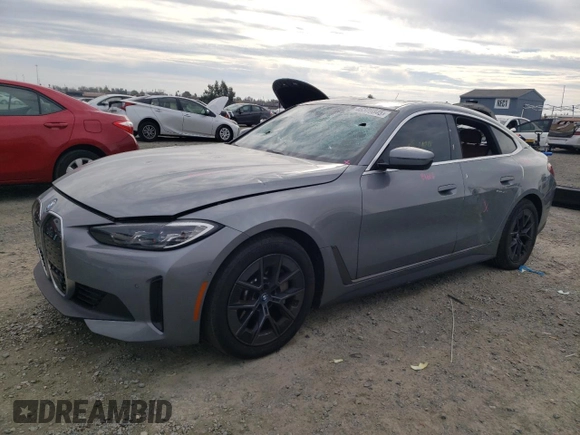 2024 BMW i4 eDrive40 with VIN WBY73AW0XRFR74533, listed as a Copart auction lot 46370845 with 15,469 mi miles and Salvage Title. Bid and sale history available at carsss.com. Image 1.