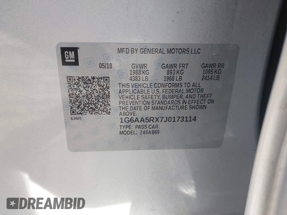 2018 Cadillac ATS RWD z VIN 1G6AA5RX7J0173114, wystawiony jako IAAI lot #41592867 z przebiegiem 50 393 mil mil oraz . Historia ofert i sprzedaży dostępna na DreamBid. Obrazek 9.