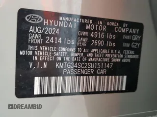 2025 Genesis G70 2.5T z VIN KMTG34SC2SU151147, wystawiony jako Copart lot #59408125 z przebiegiem 11 273 mil mil oraz Czysty tytuł • Clean title. Historia ofert i sprzedaży dostępna na DreamBid. Obrazek 12.