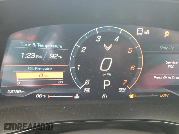 2021 Chevrolet Corvette 2LT with VIN 1G1YB2D43M5112704, listed as a Copart auction lot 61241414 with 23,159 mi miles and Salvage Title. Bid and sale history available at carsss.com. Image 9.