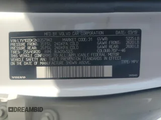 2019 Volvo XC60 Momentum with VIN LYV102DK2KB357942, listed as a Copart auction lot 58172435 with 157,646 mi miles and Salvage title. Bid and sale history available at DreamBid. Image 13.