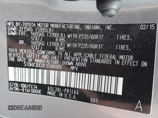 2015 Toyota Sienna LE AAS with VIN 5TDKK3DC0FS588089, listed as a IAAI auction lot 42501791 with 190,322 mi miles and . Bid and sale history available at DreamBid. Image 9.