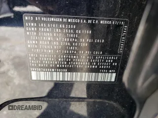 2019 Volkswagen Tiguan SE with VIN 3VV3B7AX8KM190398, listed as a Copart auction lot 53131985 with 75,805 mi miles and Salvage Title. Bid and sale history available at DreamBid. Image 13.