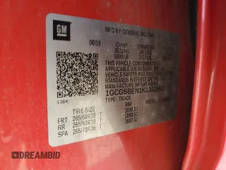 2019 Chevrolet Colorado 2WD Work Truck z VIN 1GCGSBEN1K1352591, wystawiony jako Copart lot #55156865 z przebiegiem 77 742 mil mil oraz Szkoda całkowita • Salvage title. Historia ofert i sprzedaży dostępna na DreamBid. Obrazek 12.