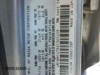2016 Mazda 3 i Sport with VIN JM1BM1U78G1325459, listed as a Copart auction lot 53021145 with 204,797 mi miles and Salvage Title. Bid and sale history available at DreamBid. Image 12.