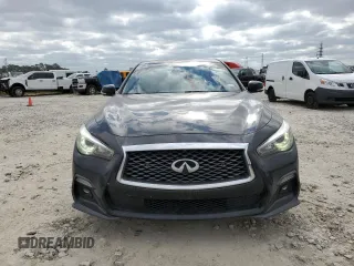 2019 Infiniti Q50 Red Sport 400 with VIN JN1FV7APXKM760676, listed as a Copart auction lot 53042805 with 112,374 mi miles and Salvage title. Bid and sale history available at DreamBid. Image 5.