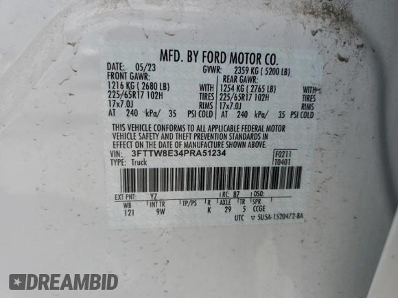 2023 Ford Maverick XL with VIN 3FTTW8E34PRA51234, listed as a Copart auction lot 53984515 with 6,466 mi miles and Clean Title. Bid and sale history available at DreamBid. Image 13.