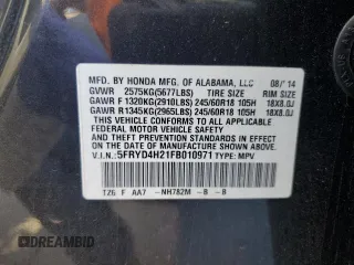 2015 Acura MDX с VIN 5FRYD4H21FB010971, выставлен на аукционе Copart как лот 66233125 с пробегом 129 789 миль миль и Списание • Salvage title. История ставок и продаж доступна на DreamBid. Изображение 13.